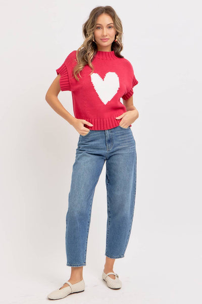 Heart Sweater in Strawberry Red