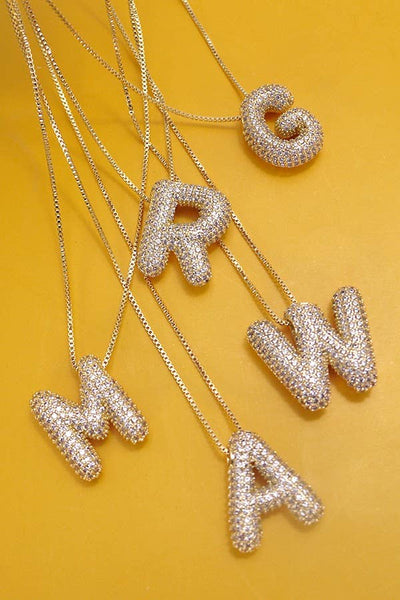 Rhinestone Bubble Initial Necklace