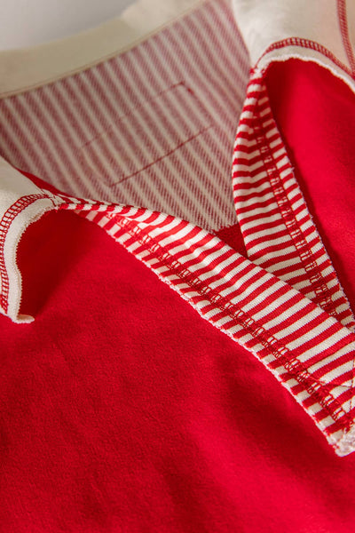Oversized Half Sleeve Striped Block Top in Red
