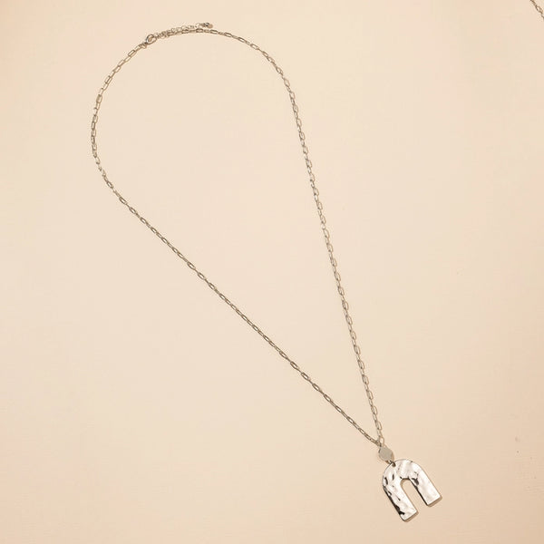 Arch Pendant Paperclip Long Necklace
