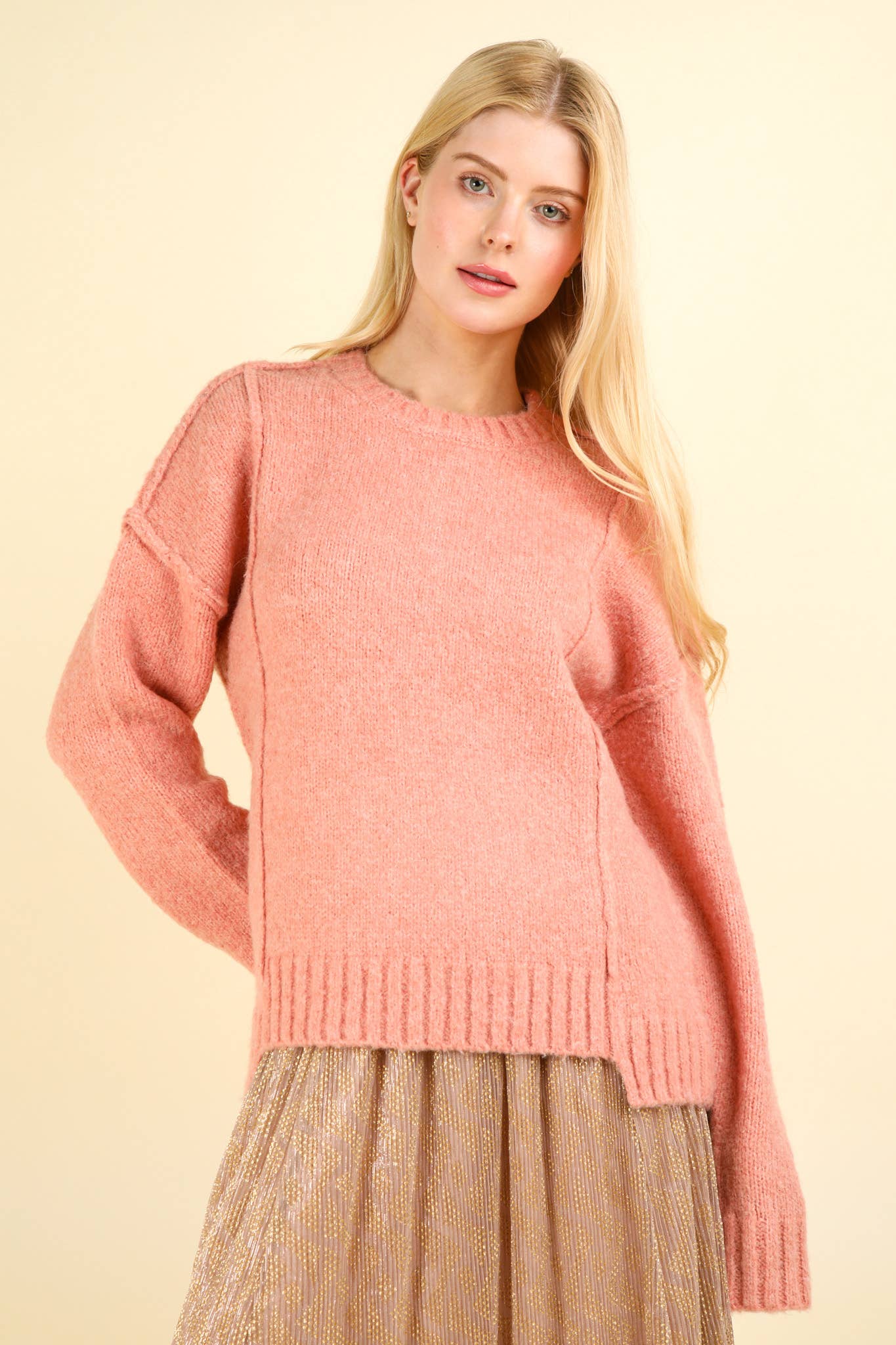 Plus Fuzzy Feeling Sweater in Pink