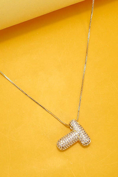 Rhinestone Bubble Initial Necklace