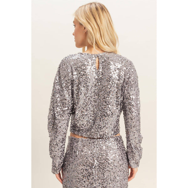Sequined Long-Sleeve Top
