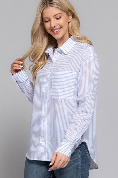 Striped Button-Down Shirt in Blue