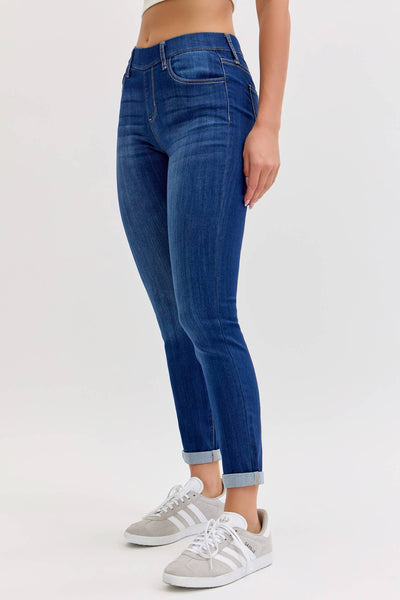 Dark Mid Rise Pull-On Crop Skinny by Cello
