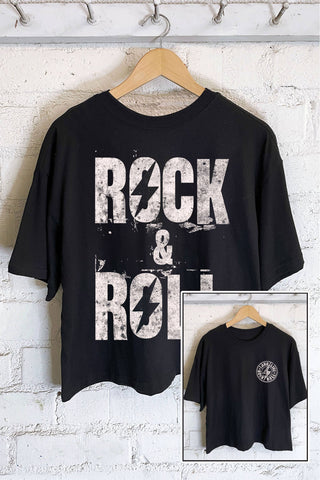 Rock and Roll Graphic Long Crop Tee