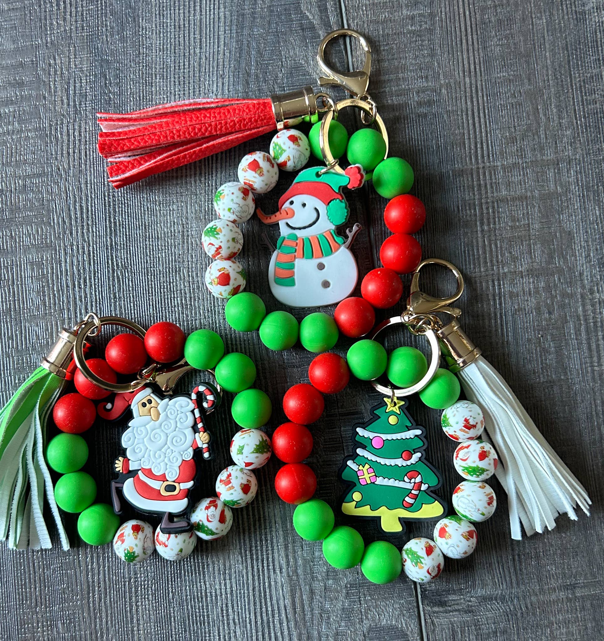 Christmas Silicone Beaded Keychain