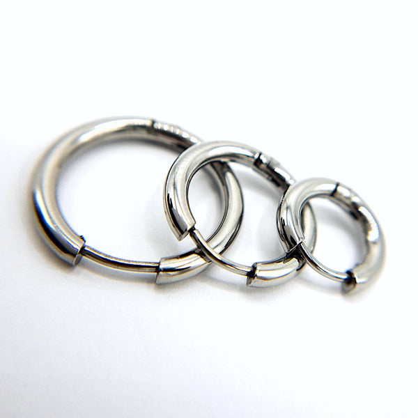 Huggie Hoop Earrings • Hypoallergenic Steel • Dark Silver