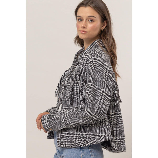 Plaid Fringe Jacket