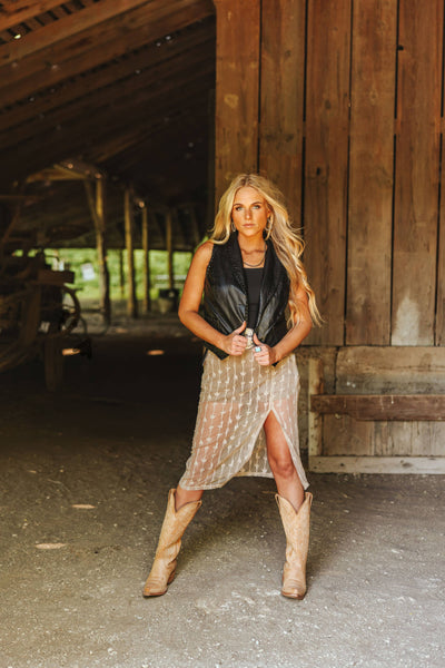 Whiskey Creek Faux Leather Vest in Midnight