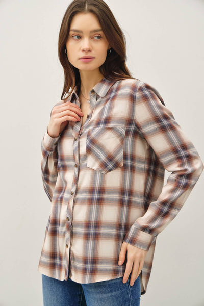 Caramel Plaid Button Down