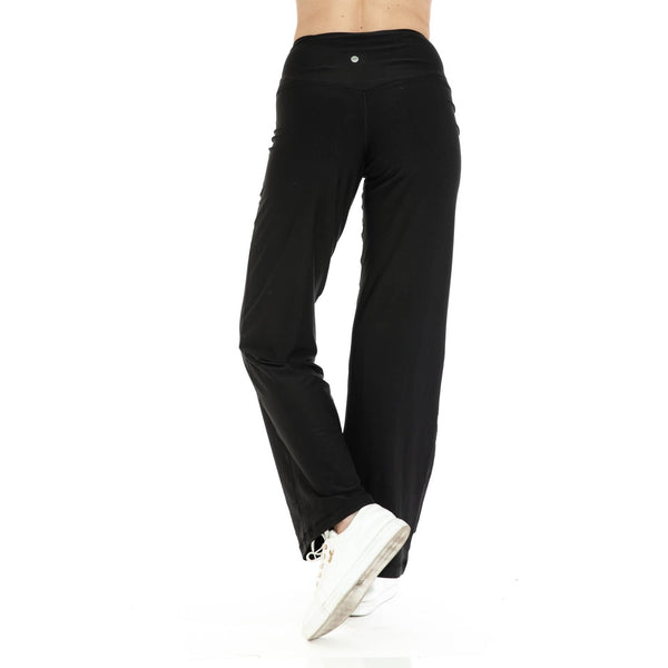 Wide Leg Activewear Pants in Black