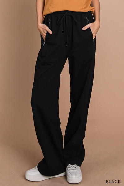 Vintage Washed Cotton Terry Lounge Pants in Black