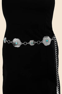 Floral Disc Western Concho Chain Belt