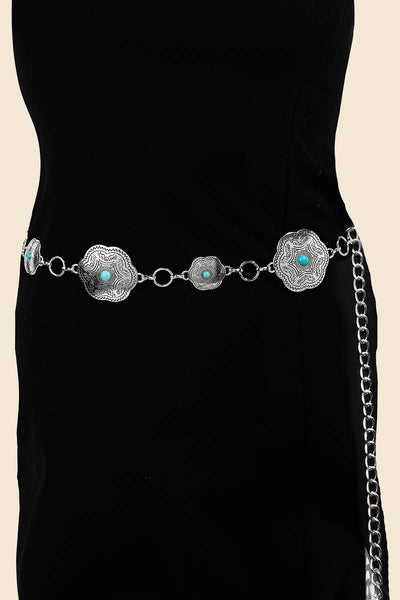 Floral Disc Western Concho Chain Belt