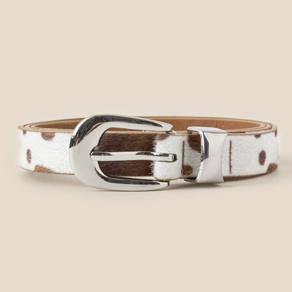 Faux Cow Hide Fashion Belt