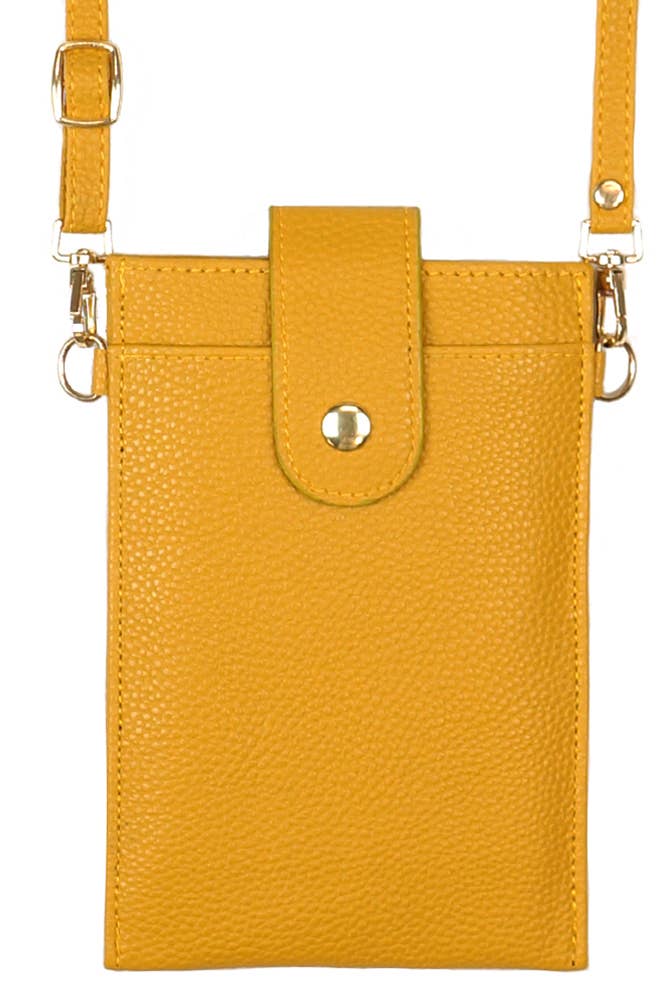 Cellphone Crossbody with Clear Window in Mustard