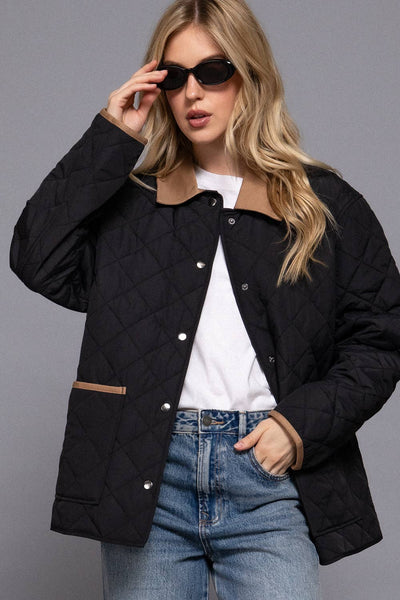 Quilted Puffer Jacket in Black