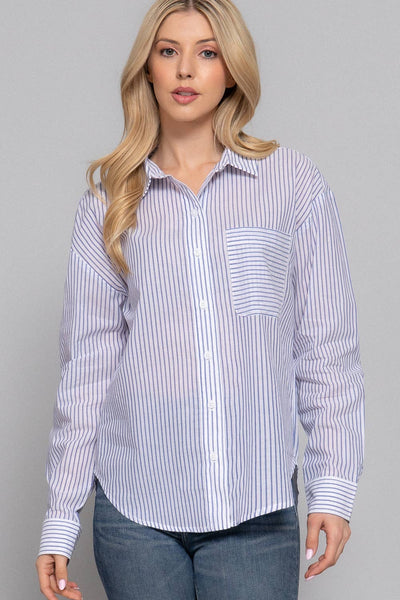 Striped Button-Down Shirt in Blue