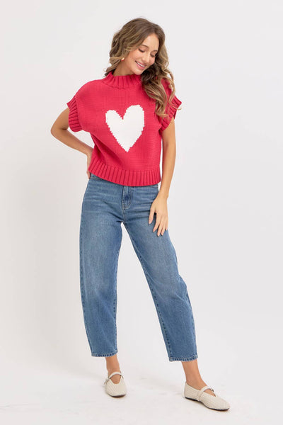 Heart Sweater in Strawberry Red