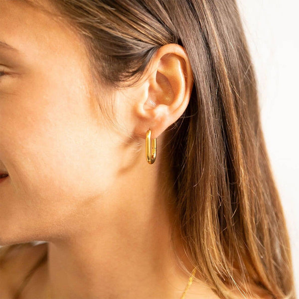 Hypoallergenic Oval Huggie Earrings