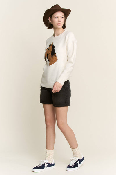 Horse Knit Sweater in Ivory