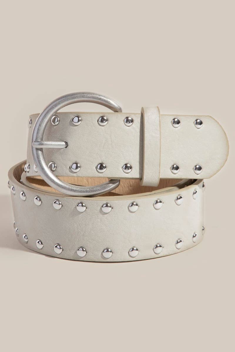 Metallic Studded Faux Leather Belt