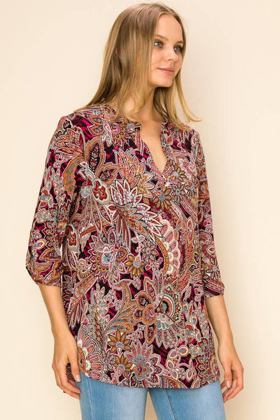 Paisley Mandarian Collar Top