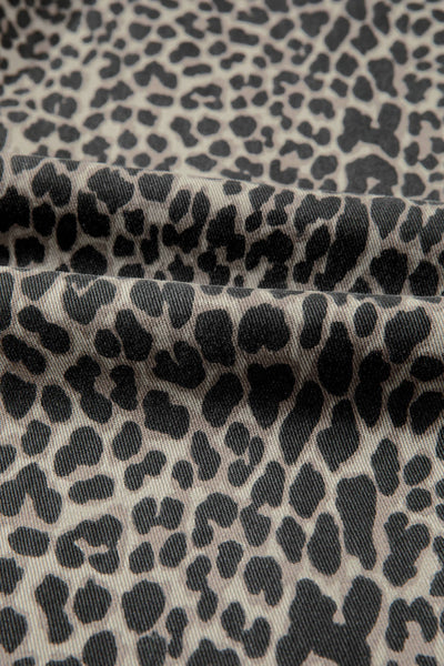 Leopard Wide Leg High Waist Jean in Black