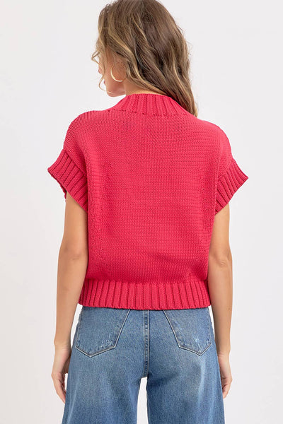 Heart Sweater in Strawberry Red