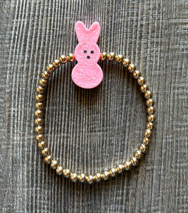 Easter Gold Bead Bracelet with Bunny Accent Bead