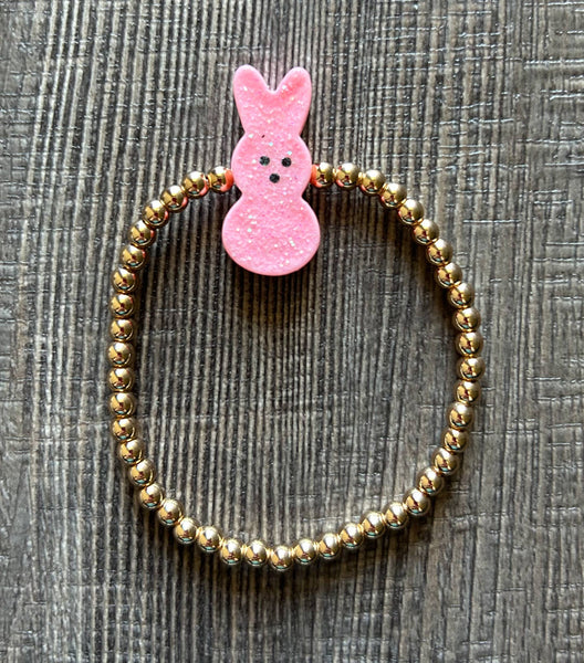 Easter Gold Bead Bracelet with Bunny Accent Bead