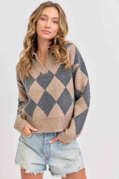 Diamond Pattern Knit Sweater