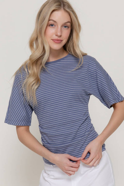 Dolman Stripe Knit Top in Blue