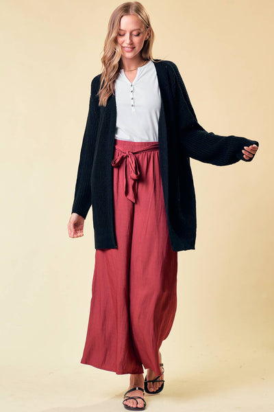 Slouchy Open Front Cardigan in Black