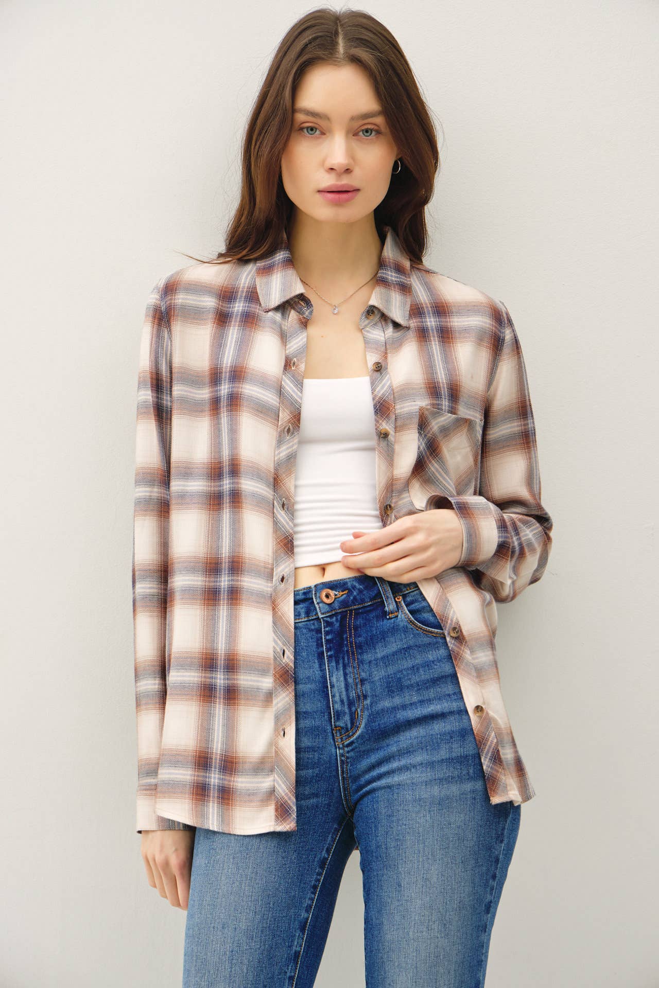 Caramel Plaid Button Down