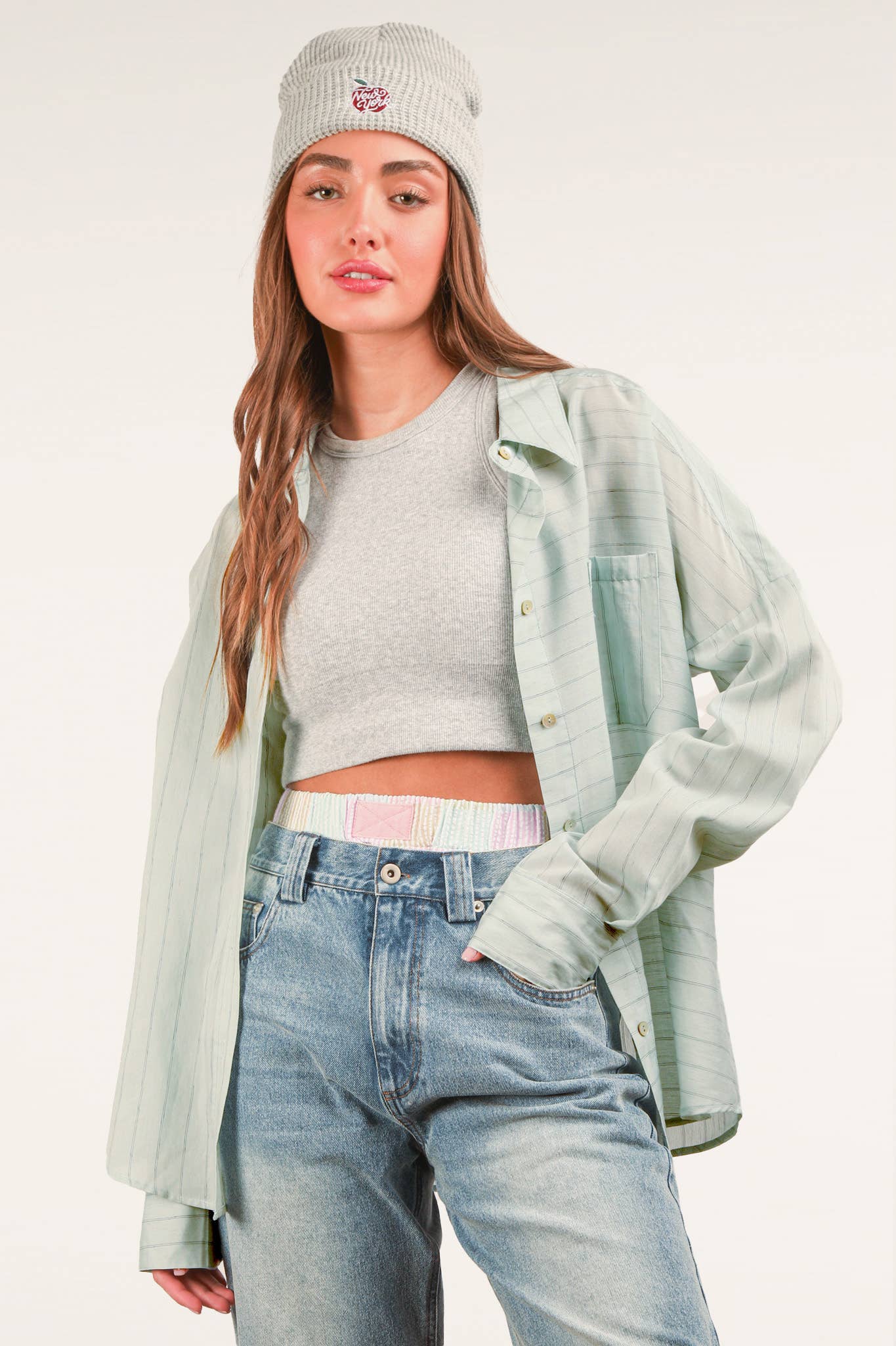 Oversized Striped Button Down Shirt