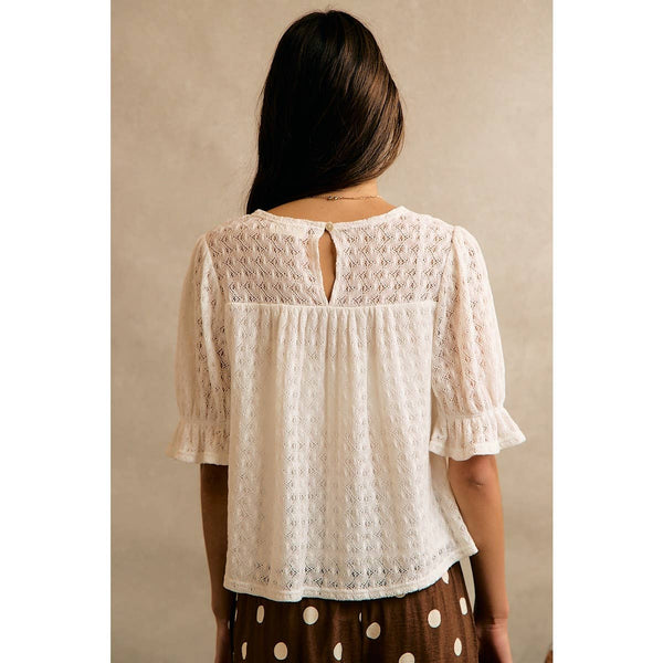 Crochet Knit Top in Ivory