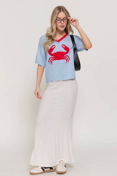 Crab V-Neck Sweater with Contrasting Neck Band