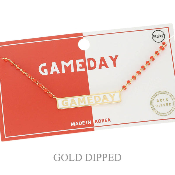 Game Day Gold Plated Bar Necklace