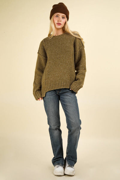 Fuzzy Feeling Oversized Knit Pullover Sweater