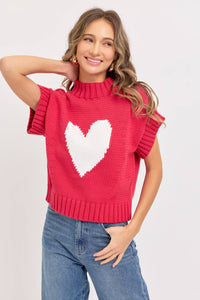 Heart Sweater in Strawberry Red