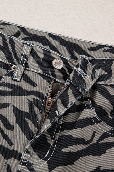 Zebra Stripe Barrel Leg Jeans