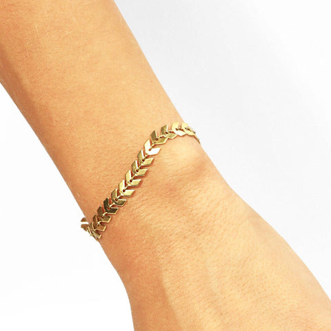 Stainless Steel Chevron Bracelet in Gold