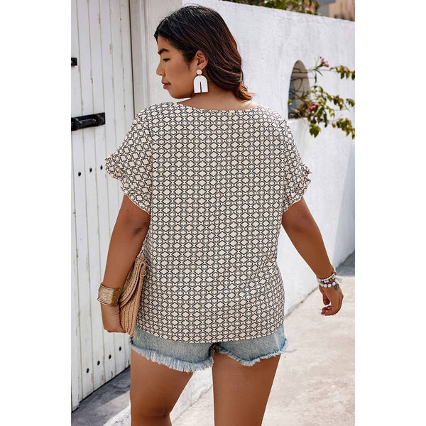 Print Ruffle Sleeve Top