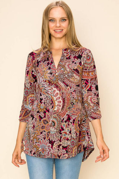 Paisley Mandarian Collar Top