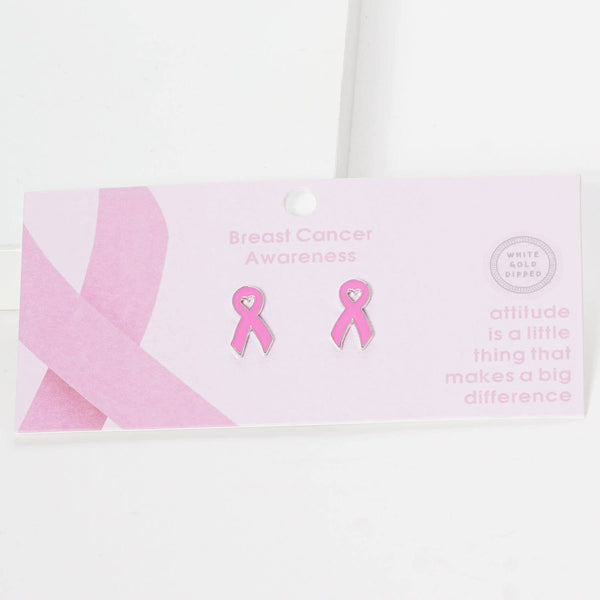 Breast Cancer Awareness Ribbon Earrings