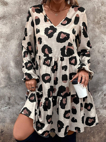 V-neck Leopard Print Dress