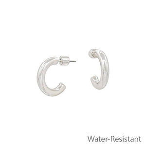 Water Resistant .75" Simple Silver Hoop Earring