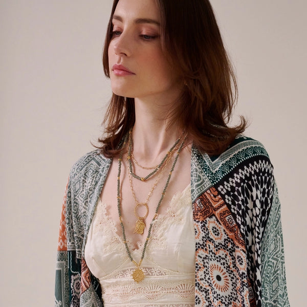 Layered Triangle Circle Beaded Necklace